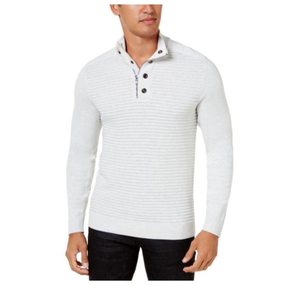 INTERNATIONAL CONCEPTS BANKMAN QUARTER-ZIP EYELET SWEATER